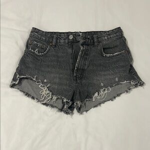Zara Distressed Black Denim Shorts